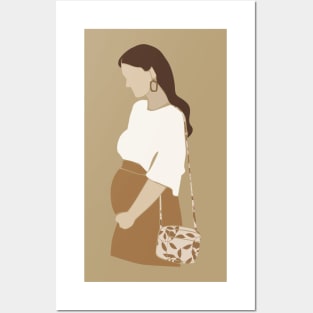 Abstract pregnant vector mother artistic Illustration Posters and Art